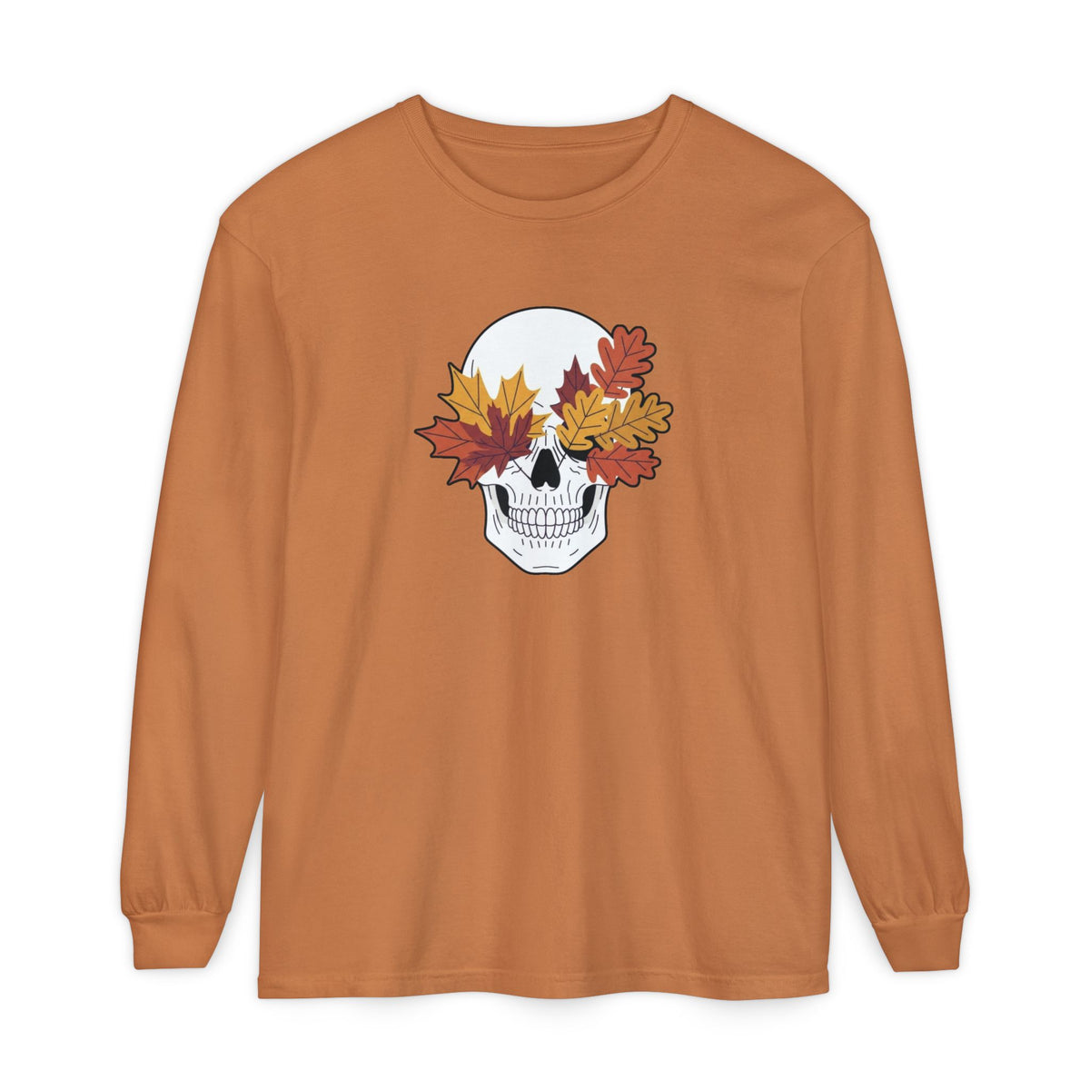 Fall Leaf Skull Long Sleeve T-Shirt