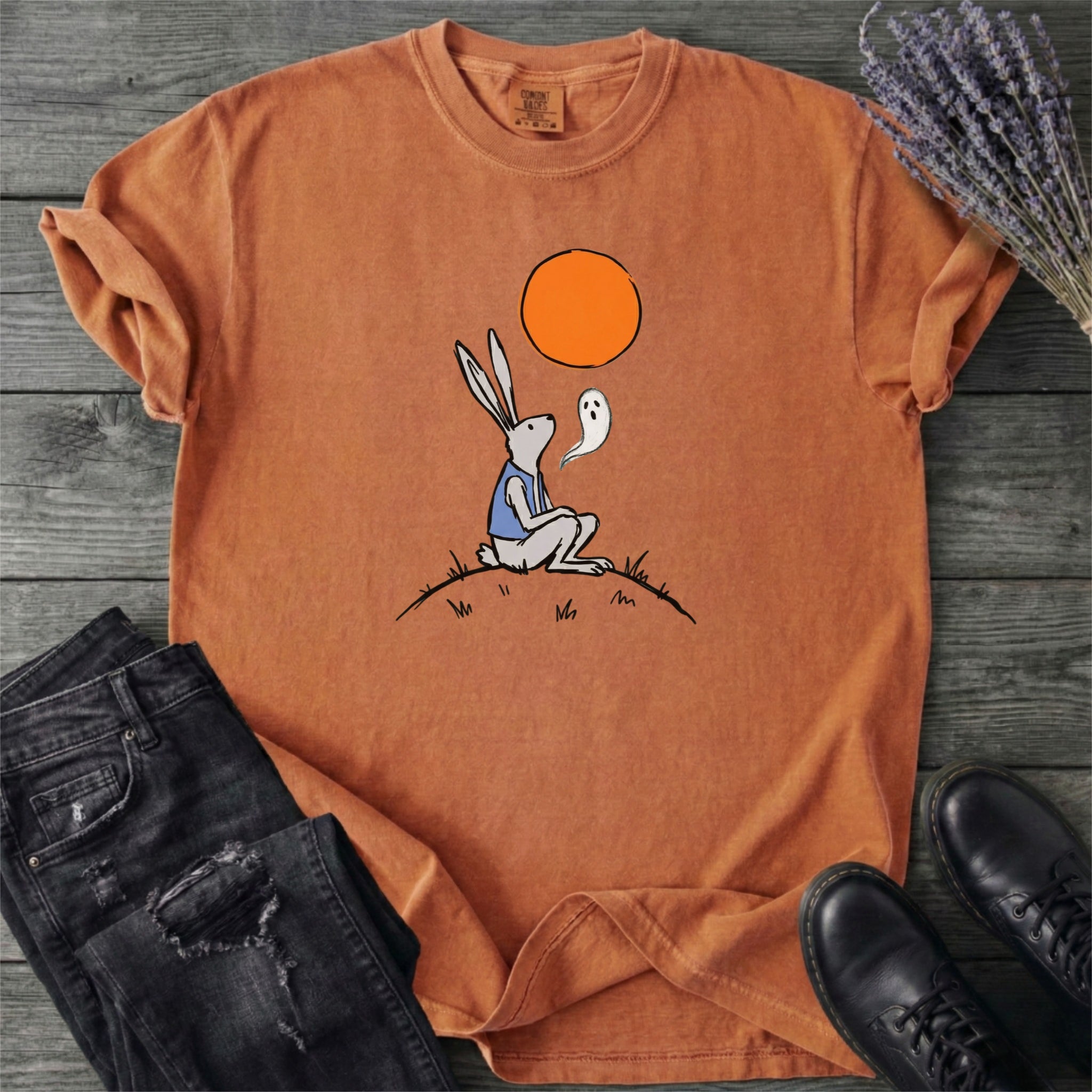 Moonlit Rabbit And Ghost T-Shirt
