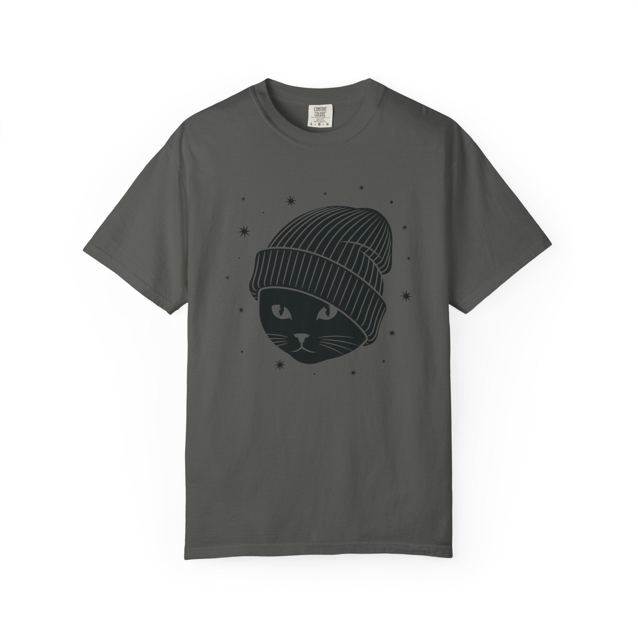 Black Cat Beanie T-Shirt