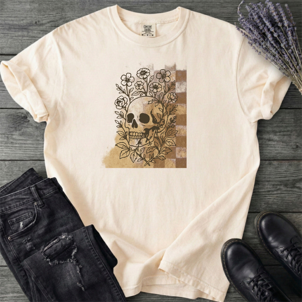Skull Checker Grunge T-Shirt