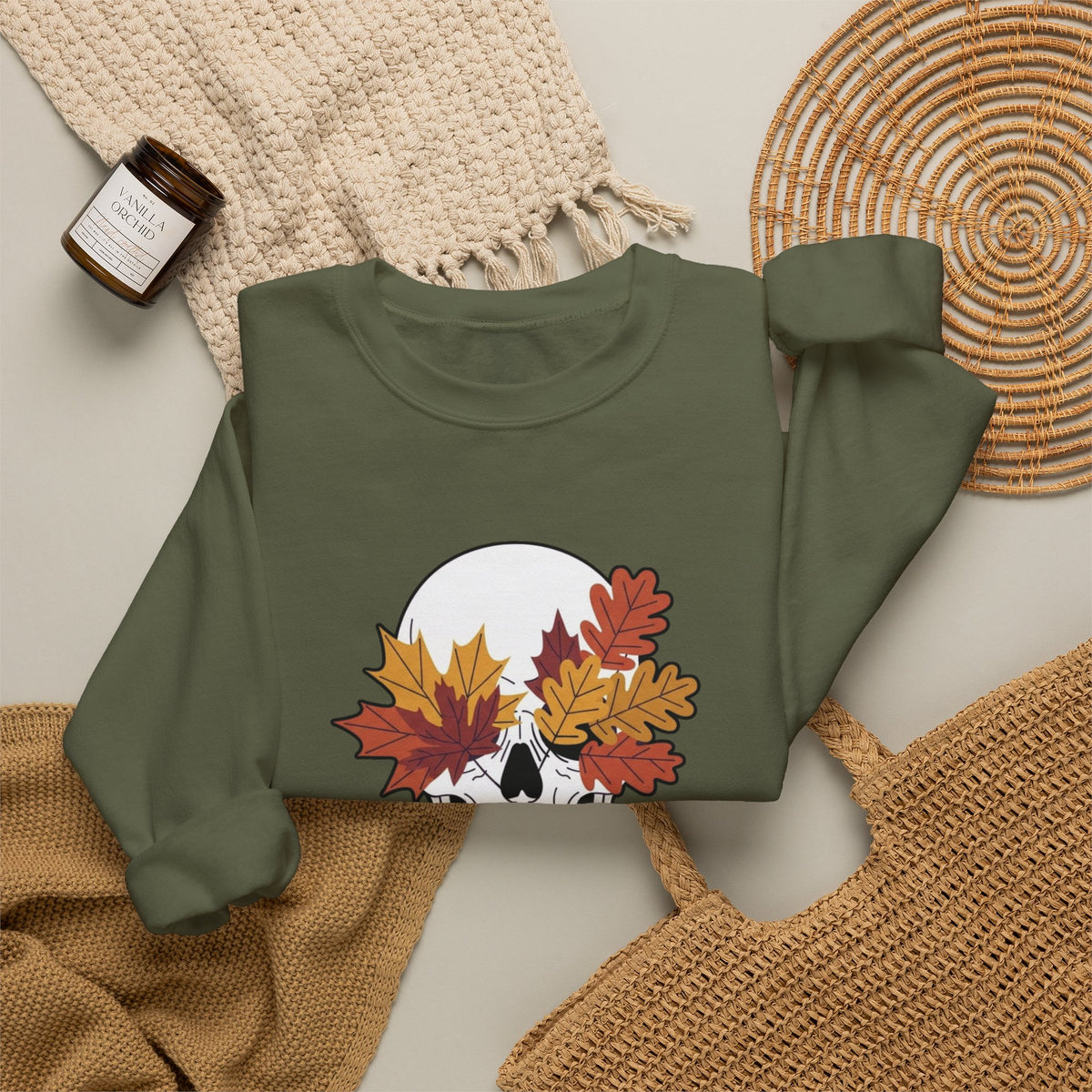 Fall Leaf Skull Sweatshirt