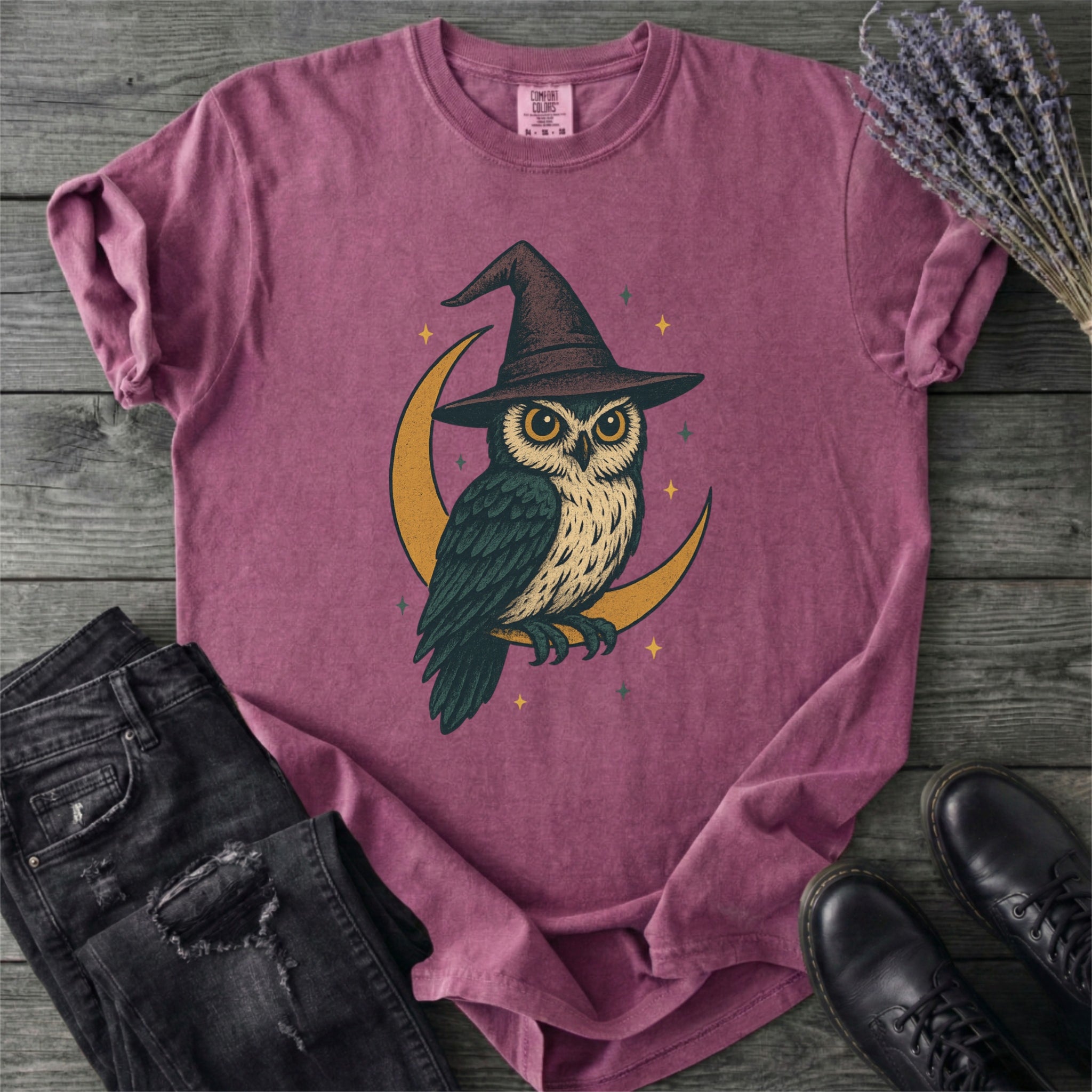 Crescent Moon Witch Owl T-Shirt