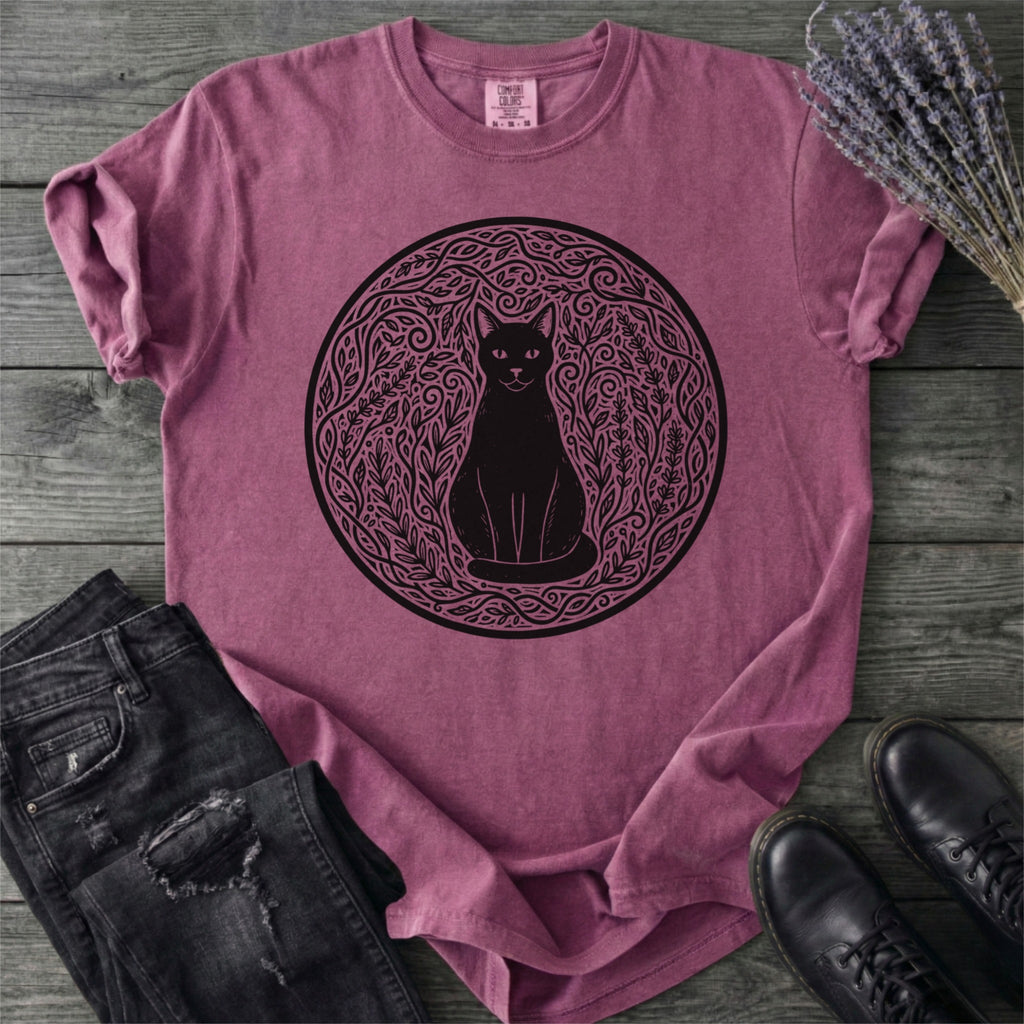 Garden Cat Linocut T-Shirt