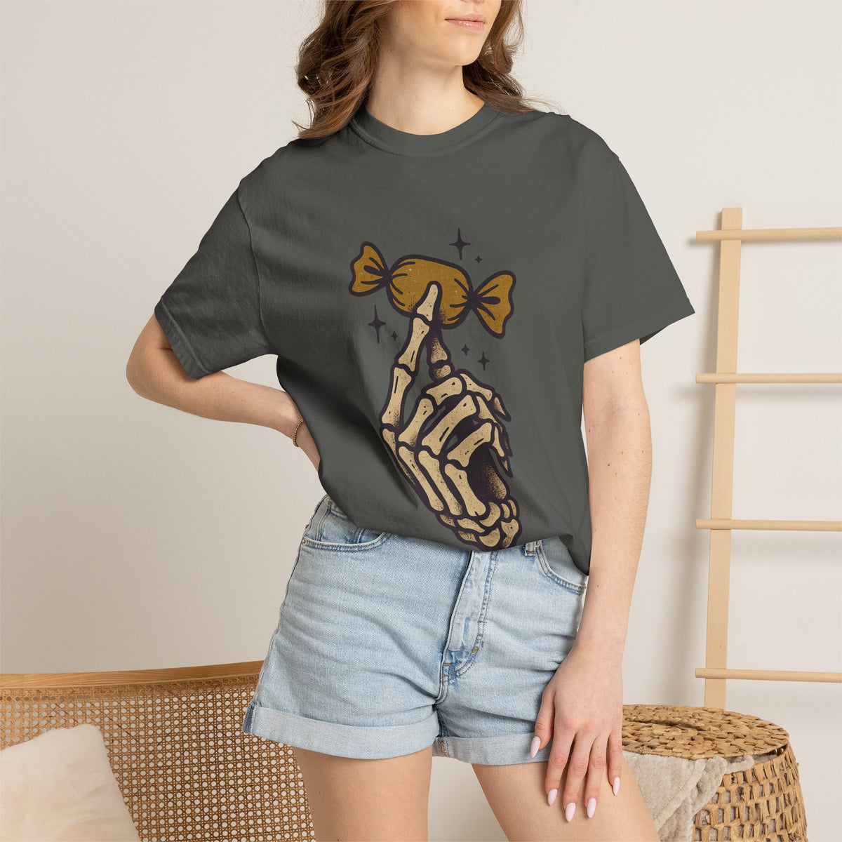 Skeleton Hand Holding Candy T-Shirt