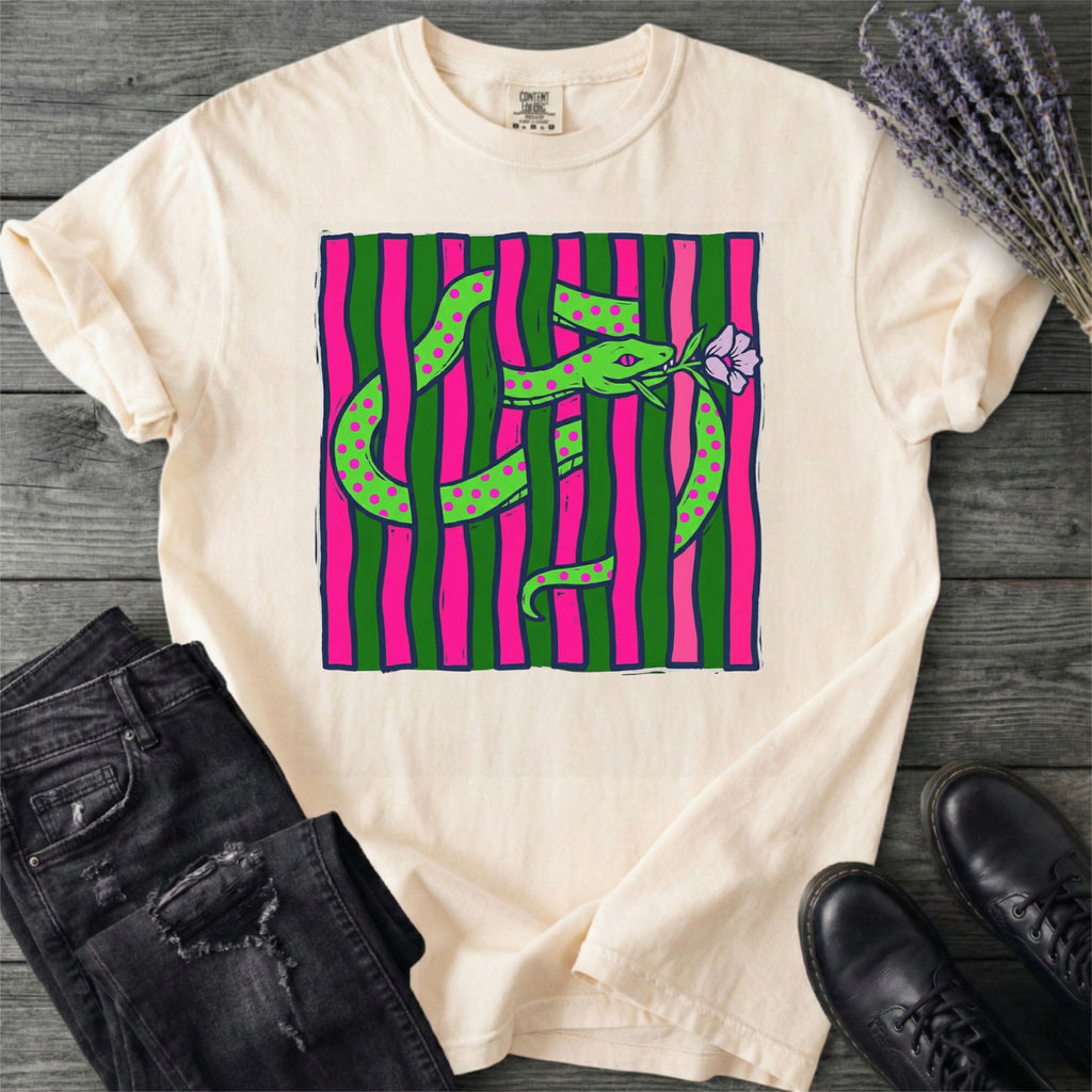 Bright Snake With Flower T-Shirt