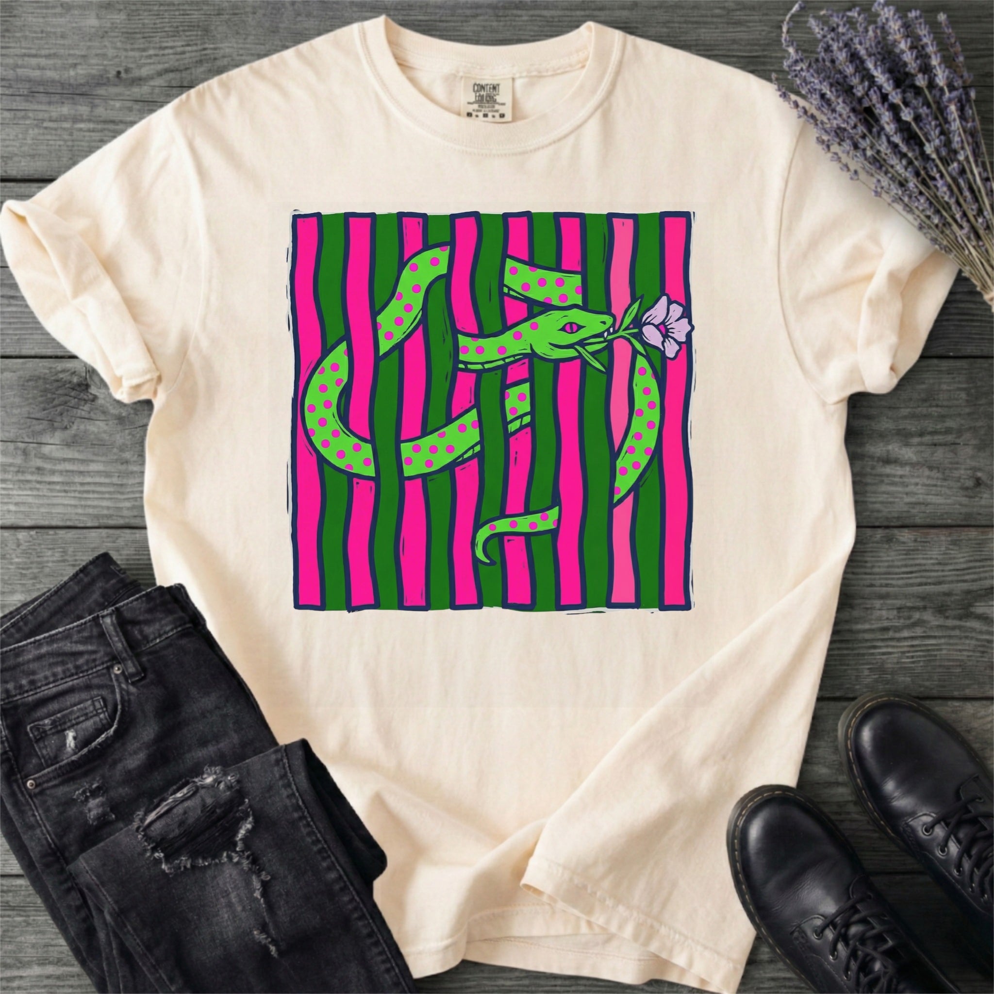 Bright Snake With Flower T-Shirt