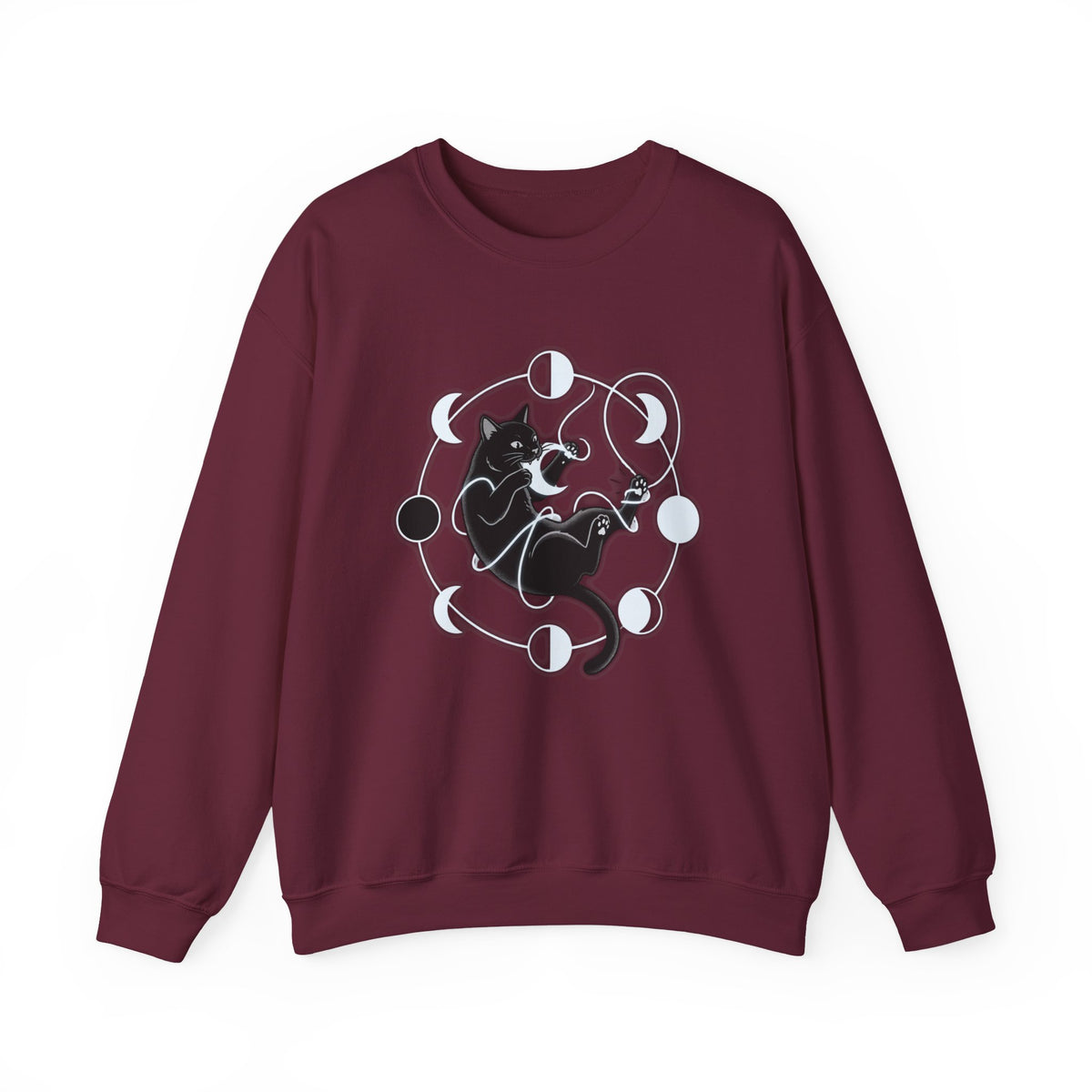 black cat pouncing on moon phases Sweatshirt
