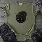 Black Cat Beanie T-Shirt