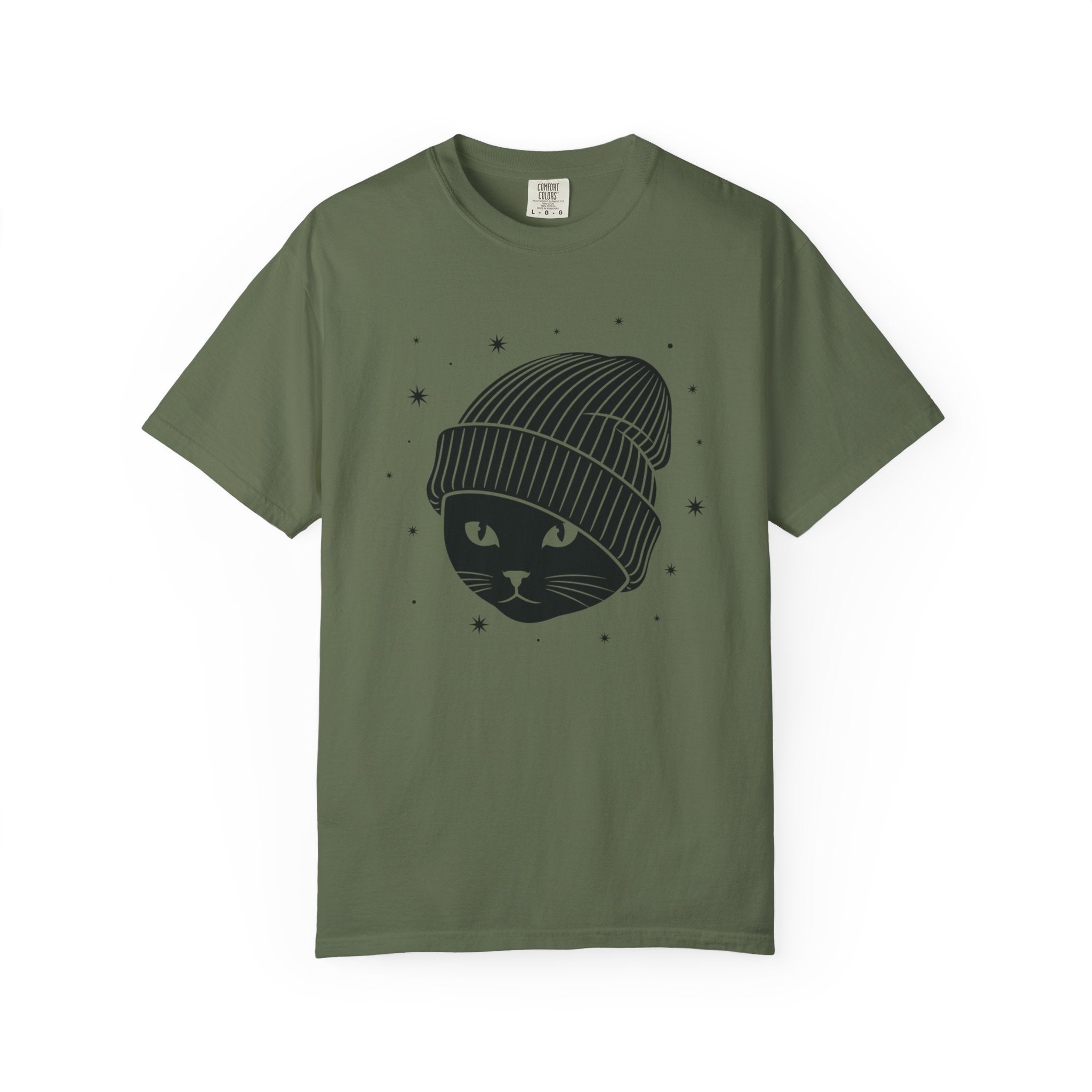Black Cat Beanie T-Shirt