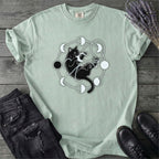 Black Cat Pouncing On Moon Phases T-Shirt