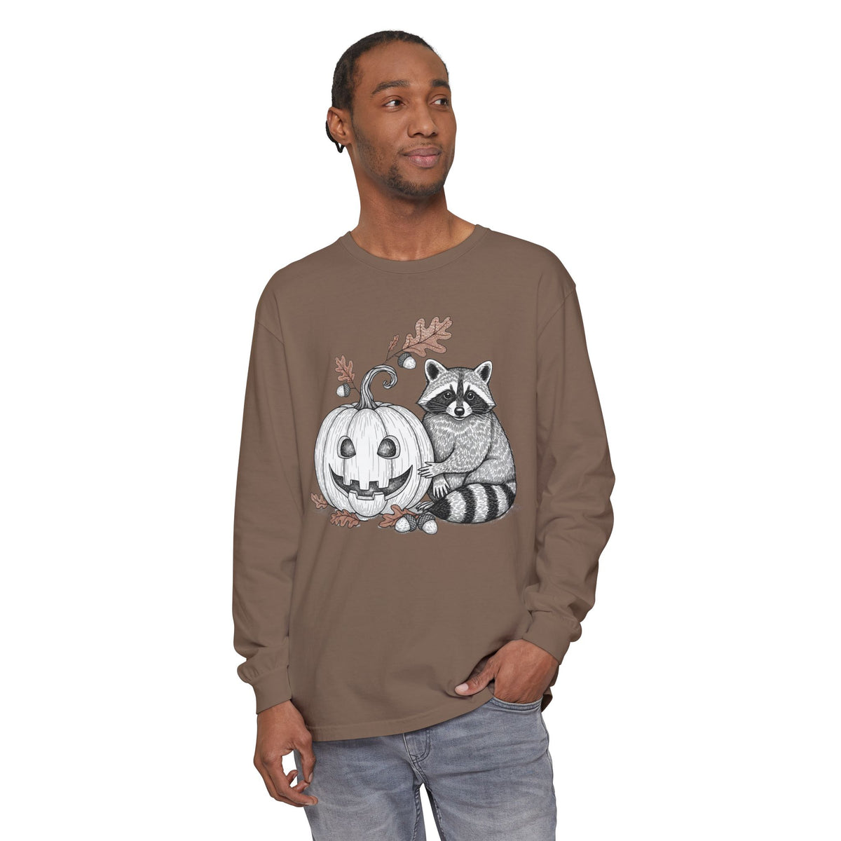 Raccoon And Pumpkin Long Sleeve T-Shirt