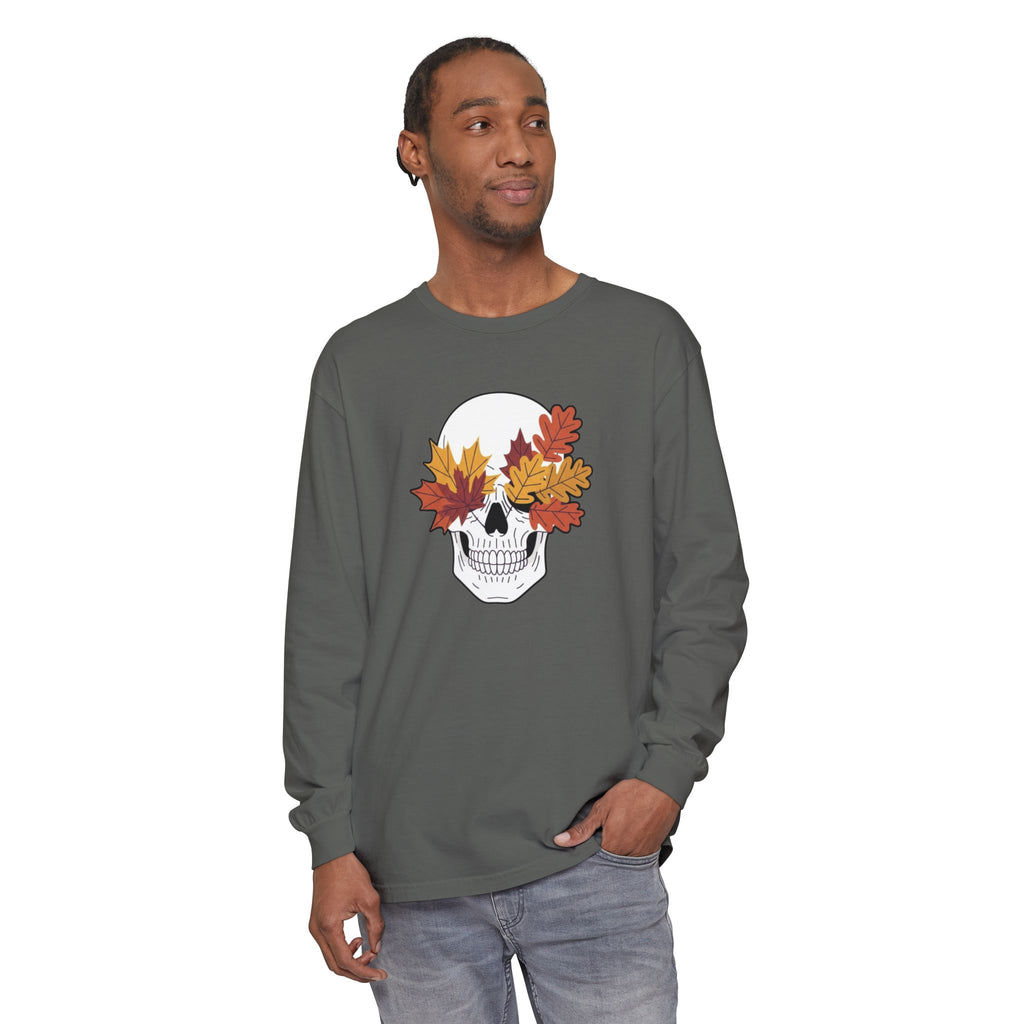Fall Leaf Skull Long Sleeve T-Shirt
