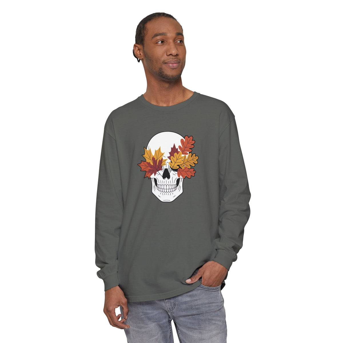 Fall Leaf Skull Long Sleeve T-Shirt