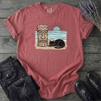 Black Cat Tiki Beach T-Shirt