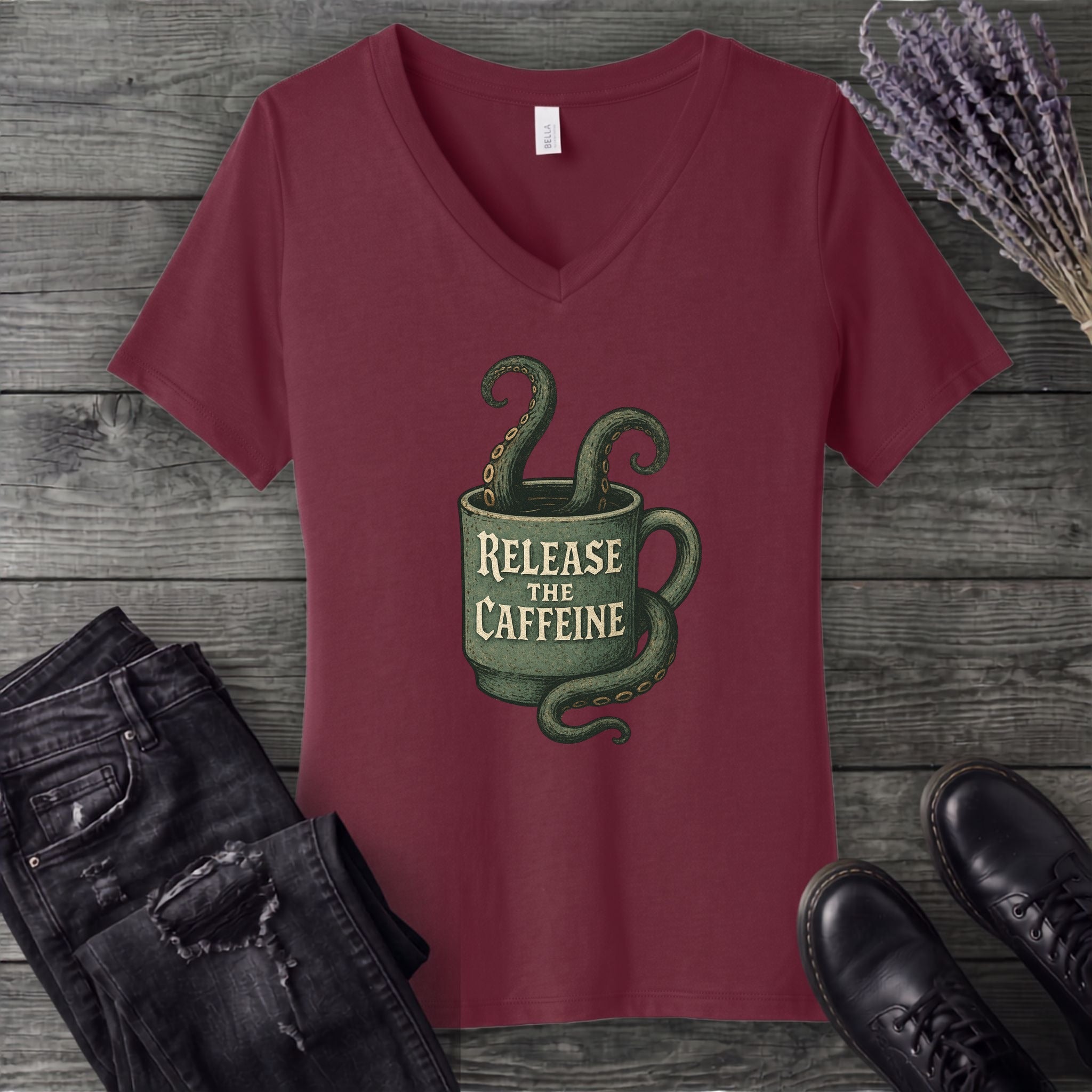 Release The Caffeine V-Neck T-Shirt
