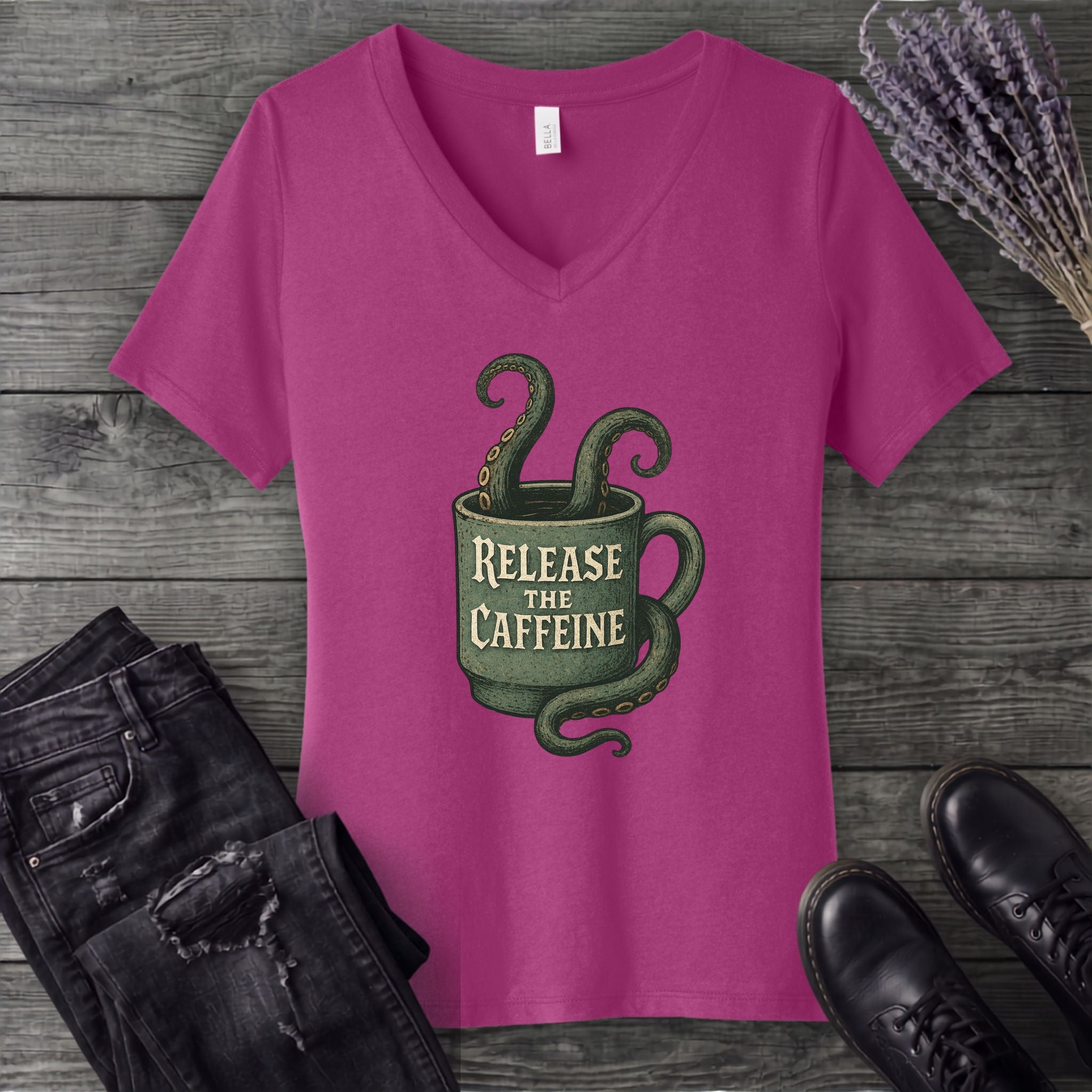 Release The Caffeine V-Neck T-Shirt
