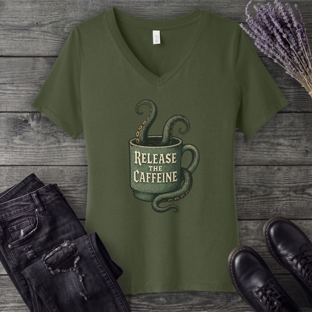 Release The Caffeine V-Neck T-Shirt