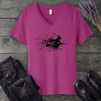 Flying Witch Grunge V-Neck T-Shirt