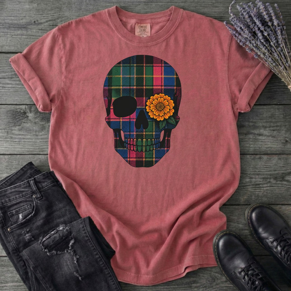 Bright Plaid Skull T-Shirt