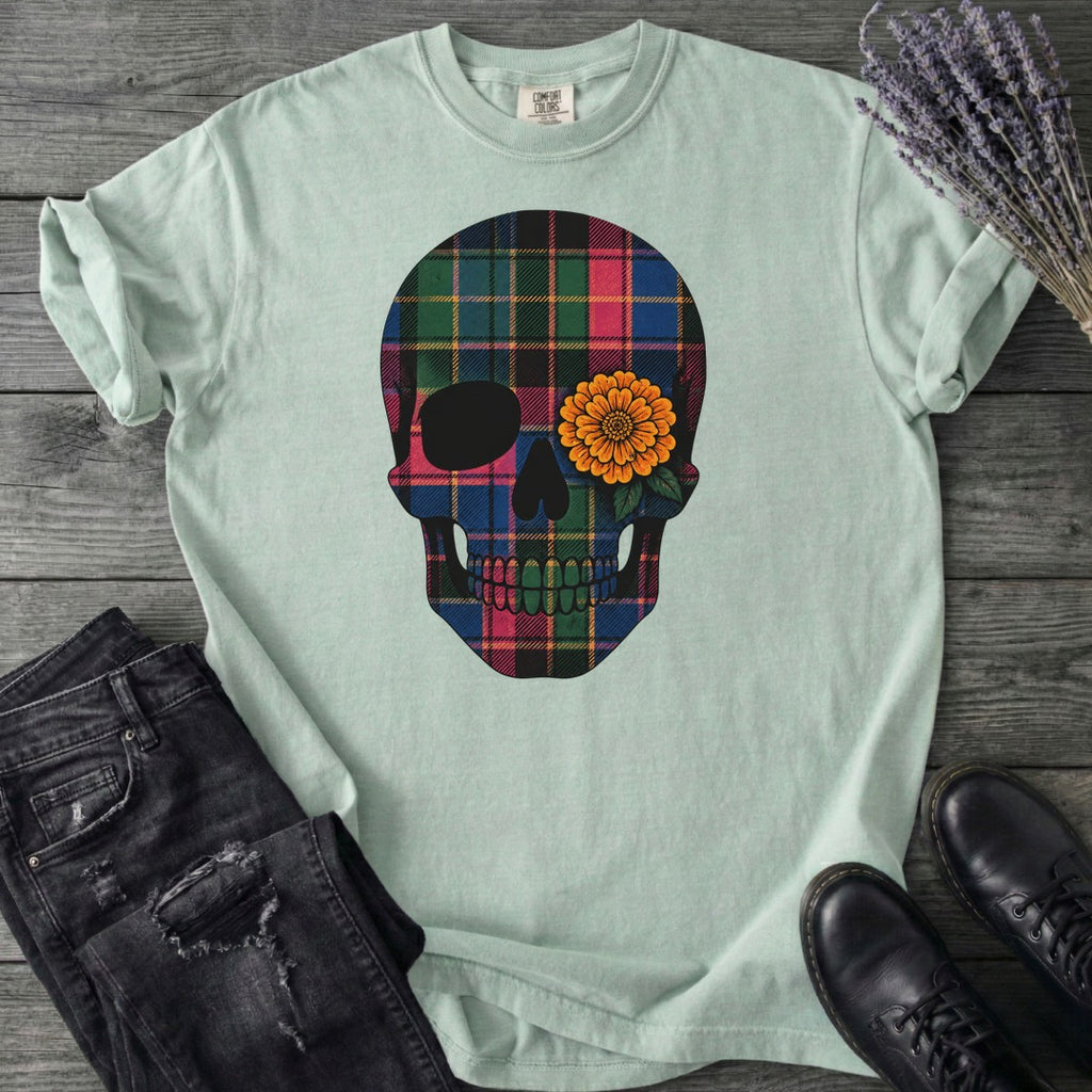 Bright Plaid Skull T-Shirt