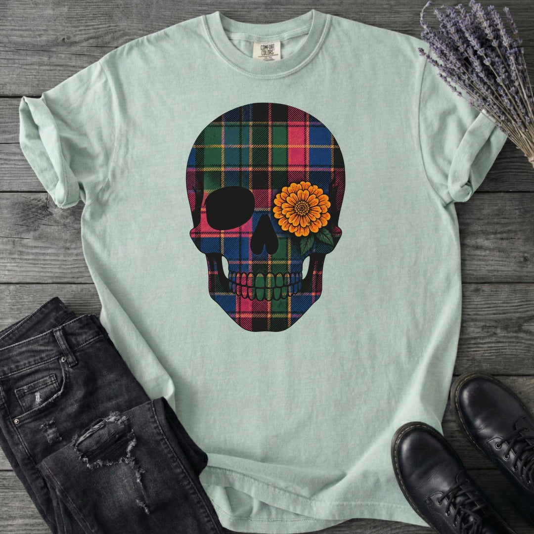 Bright Plaid Skull T-Shirt
