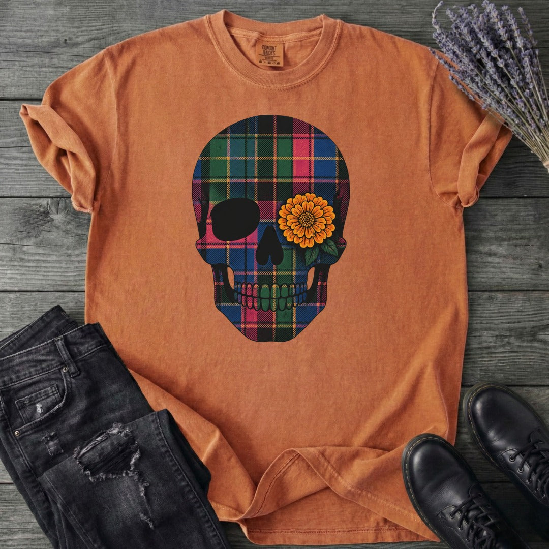 Bright Plaid Skull T-Shirt