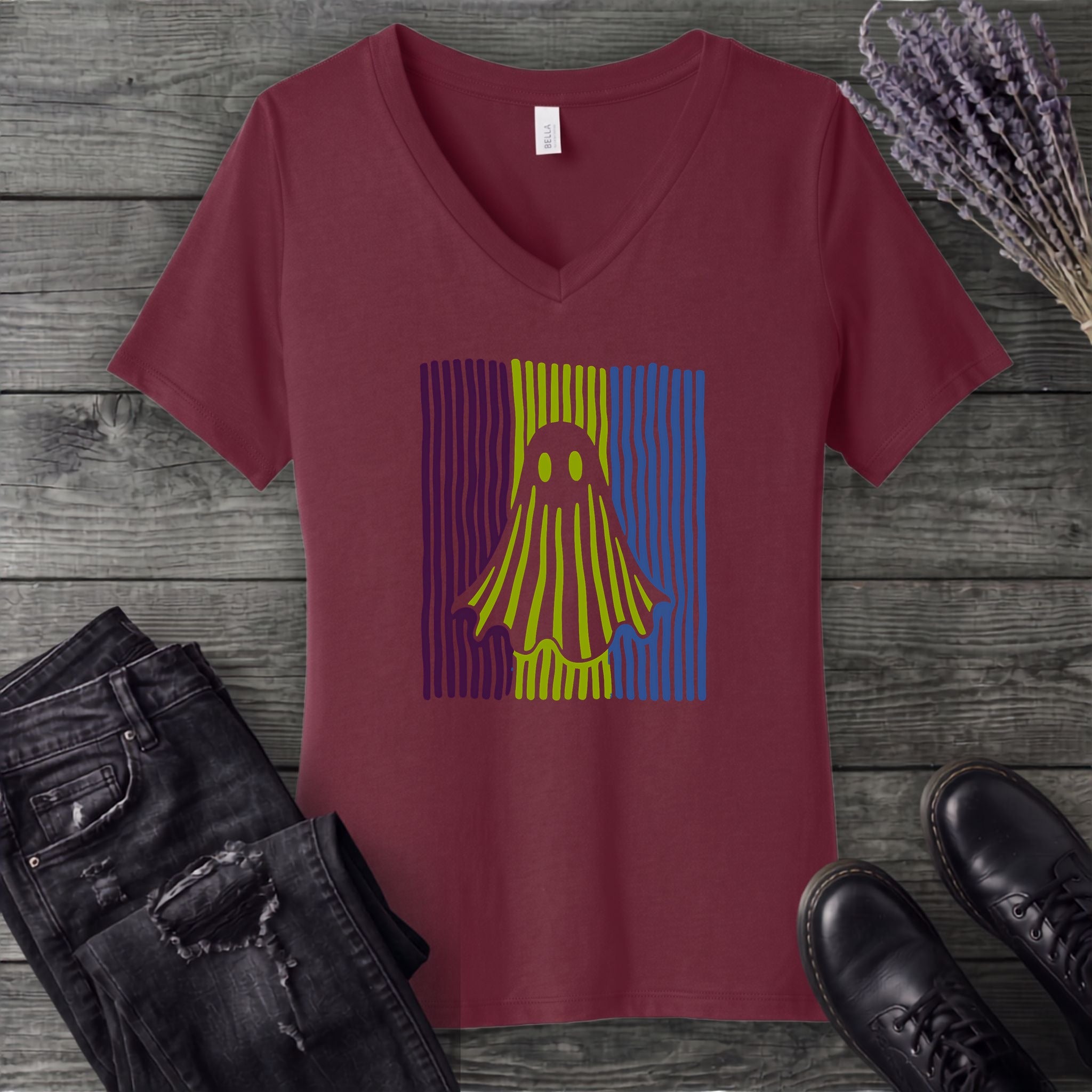 Ghost Stripes V-Neck T-Shirt