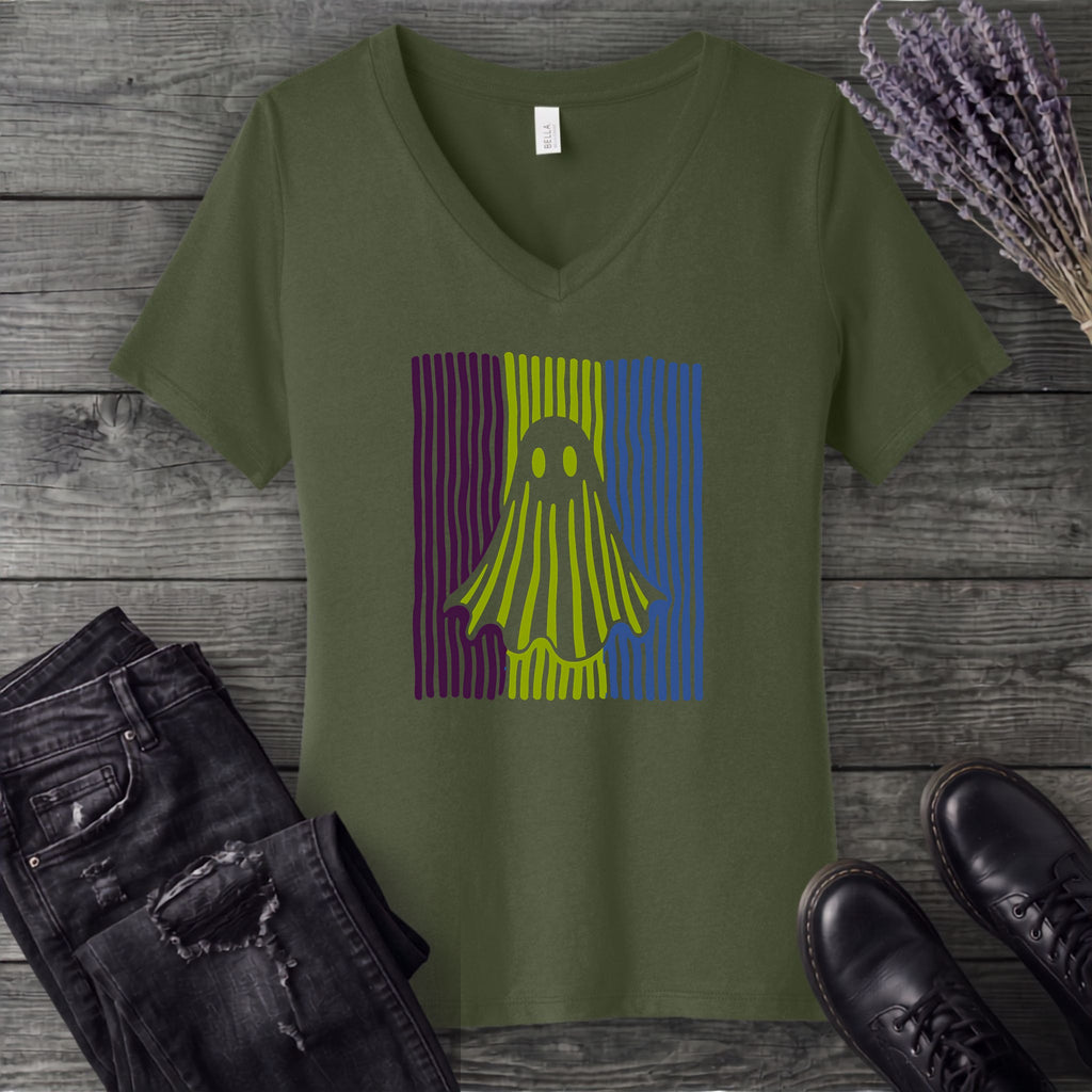 Ghost Stripes V-Neck T-Shirt