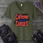 Caffeine And Curses V-Neck T-Shirt