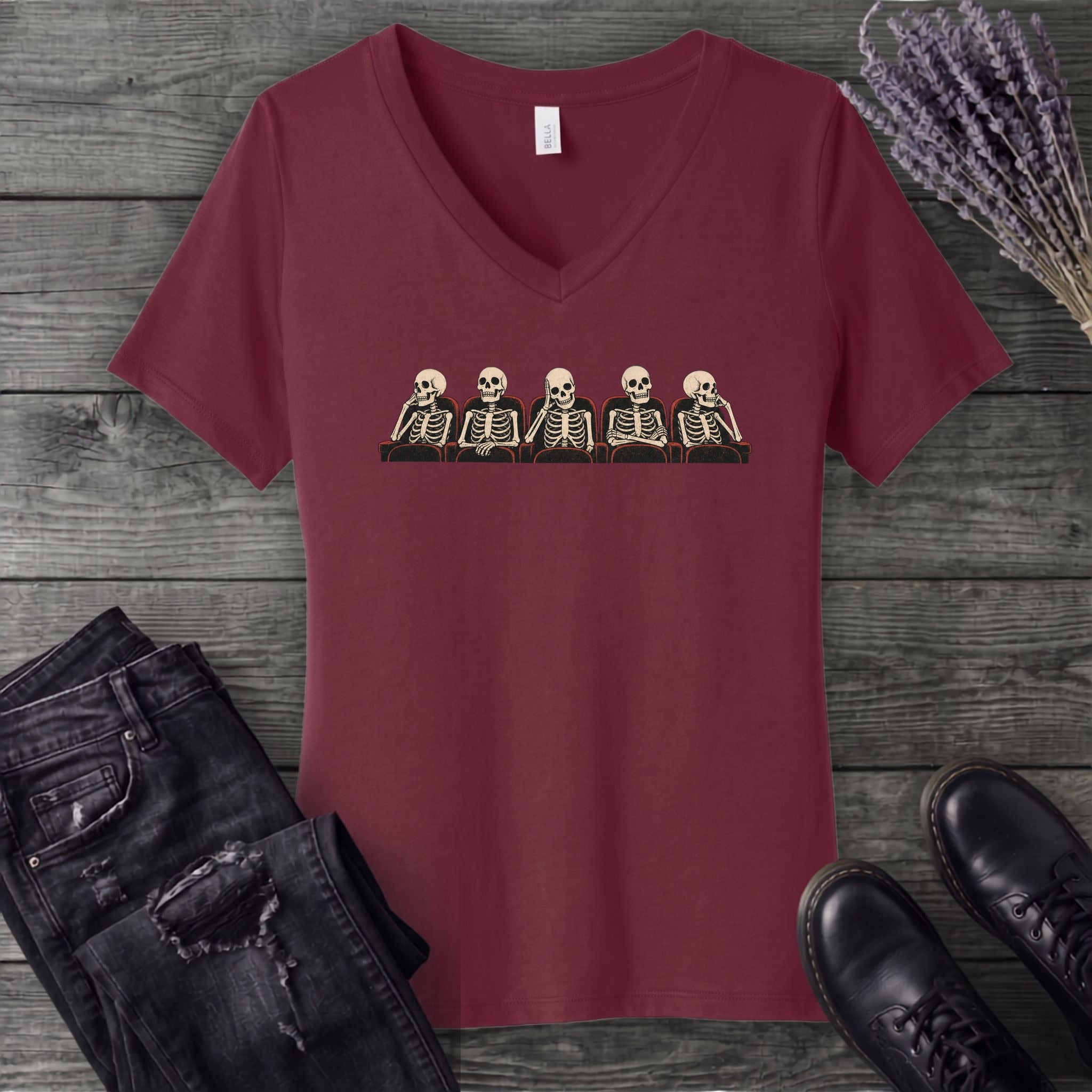 Skeletal Audience V-Neck T-Shirt
