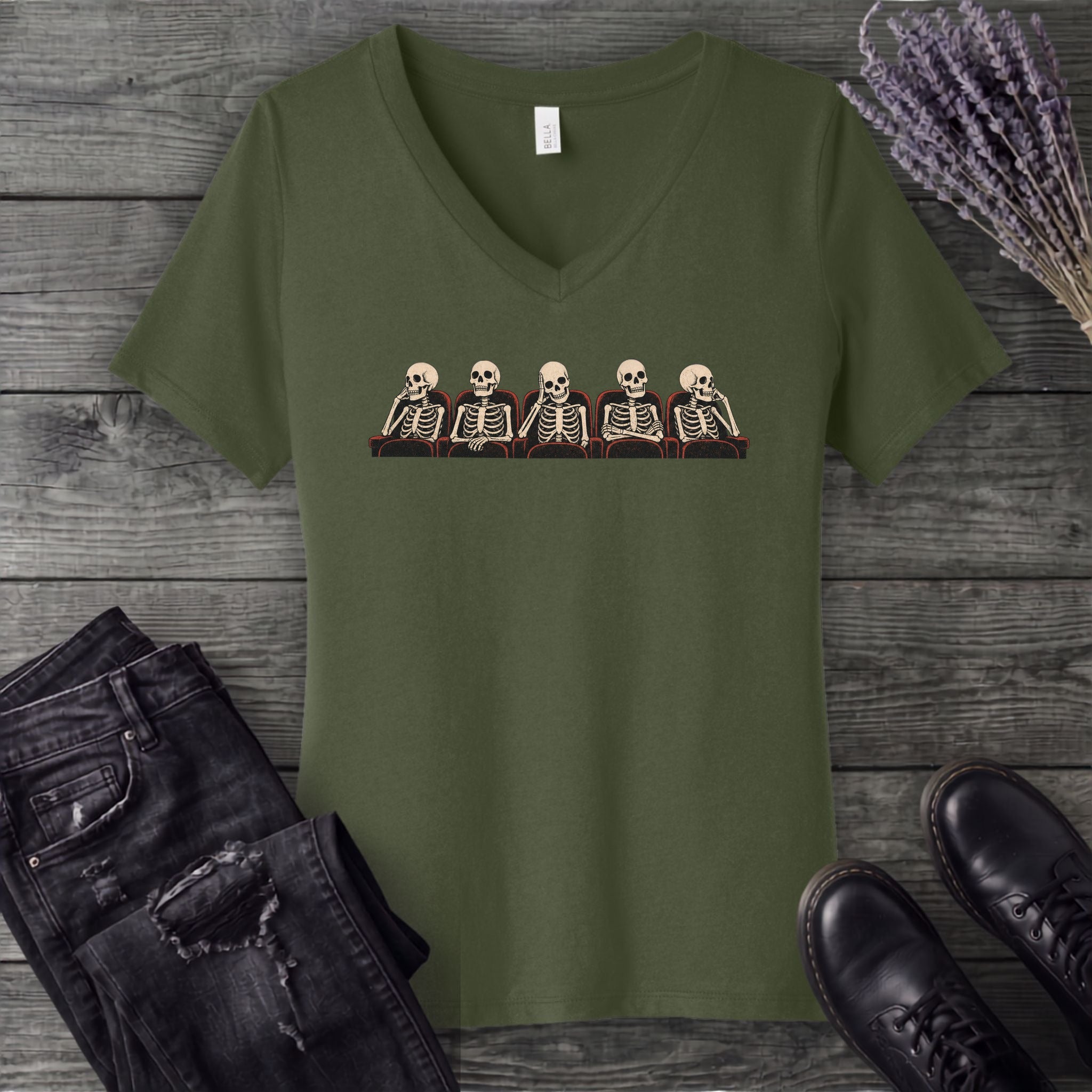 Skeletal Audience V-Neck T-Shirt