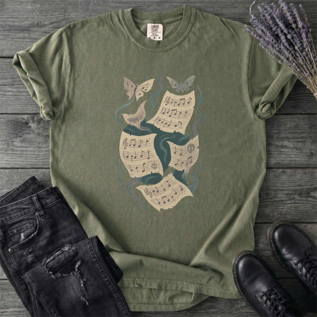 Haunted Sheet Music Moth T-Shirt