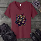 Textured Dancing Skeletons V-Neck T-Shirt