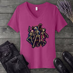 Textured Dancing Skeletons V-Neck T-Shirt