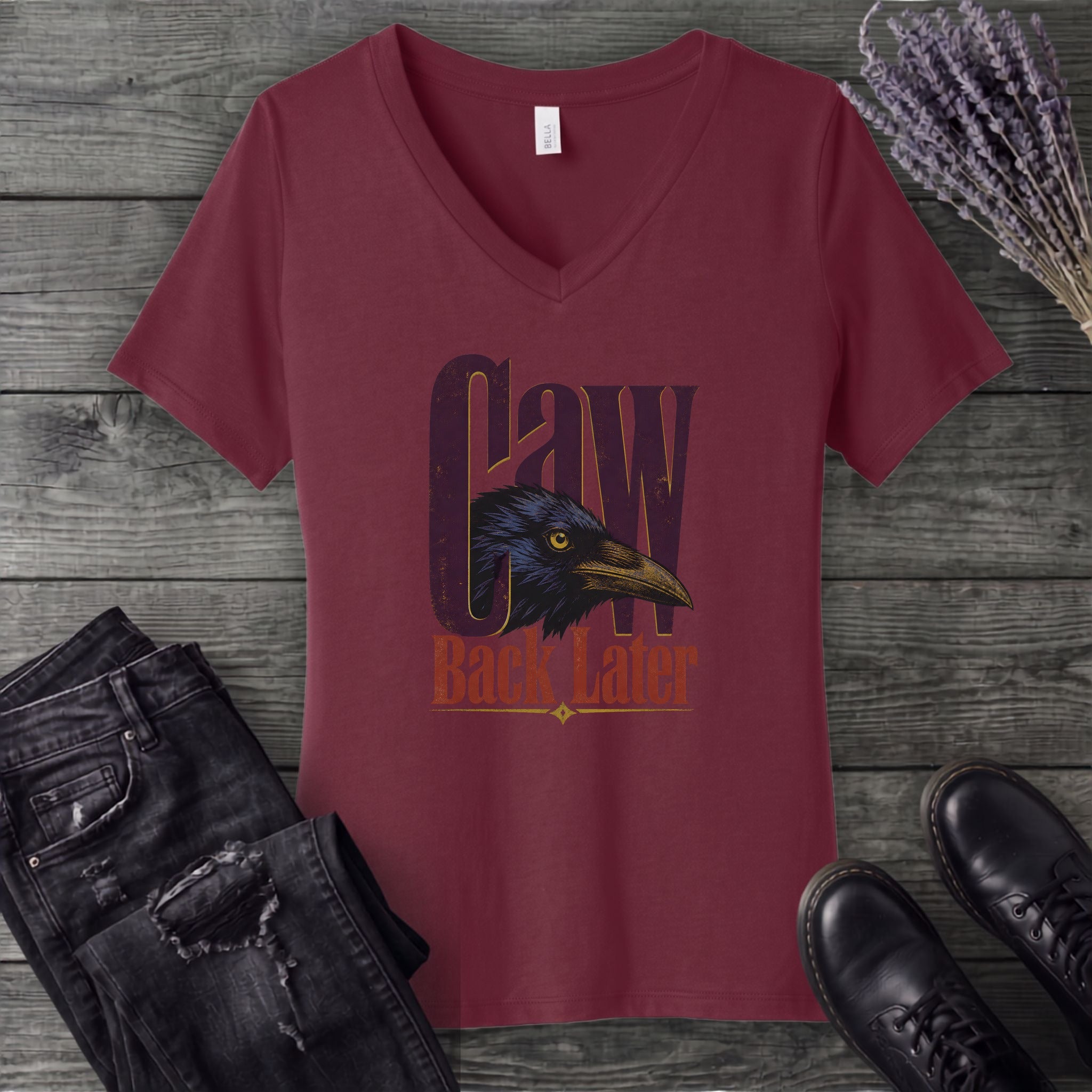 Caw Back Later V-Neck T-Shirt