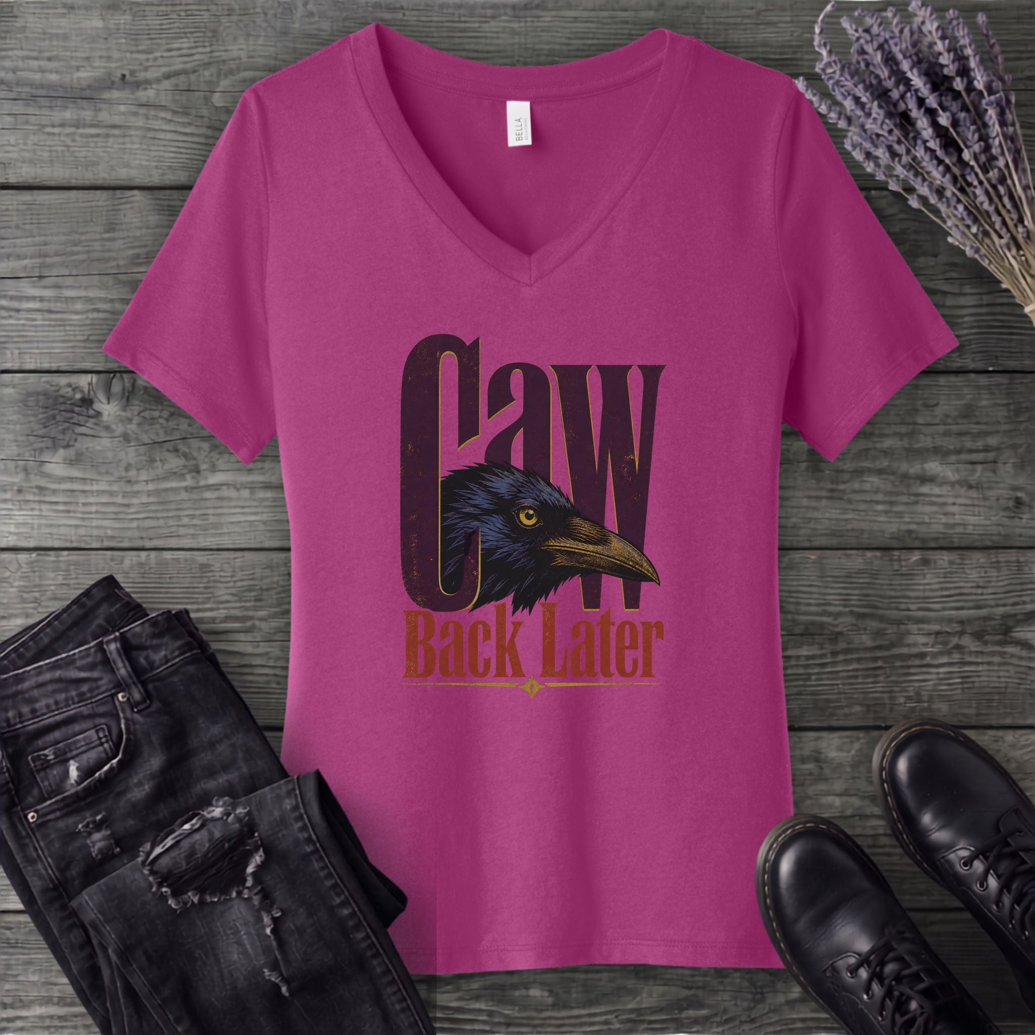Caw Back Later V-Neck T-Shirt