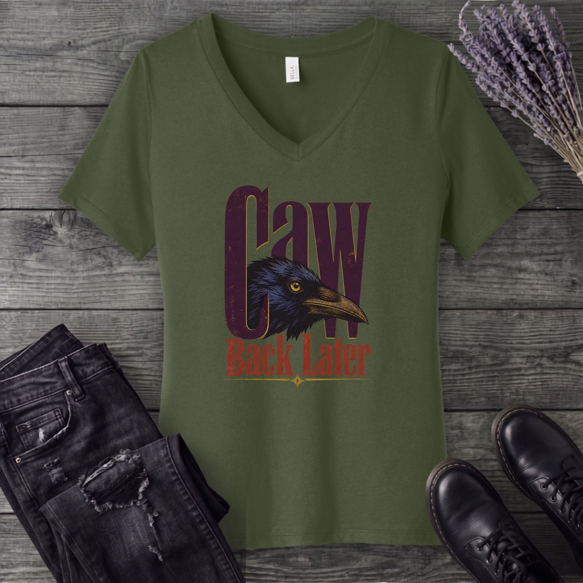 Caw Back Later V-Neck T-Shirt