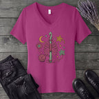 Ribbed Crochet V-Neck T-Shirt