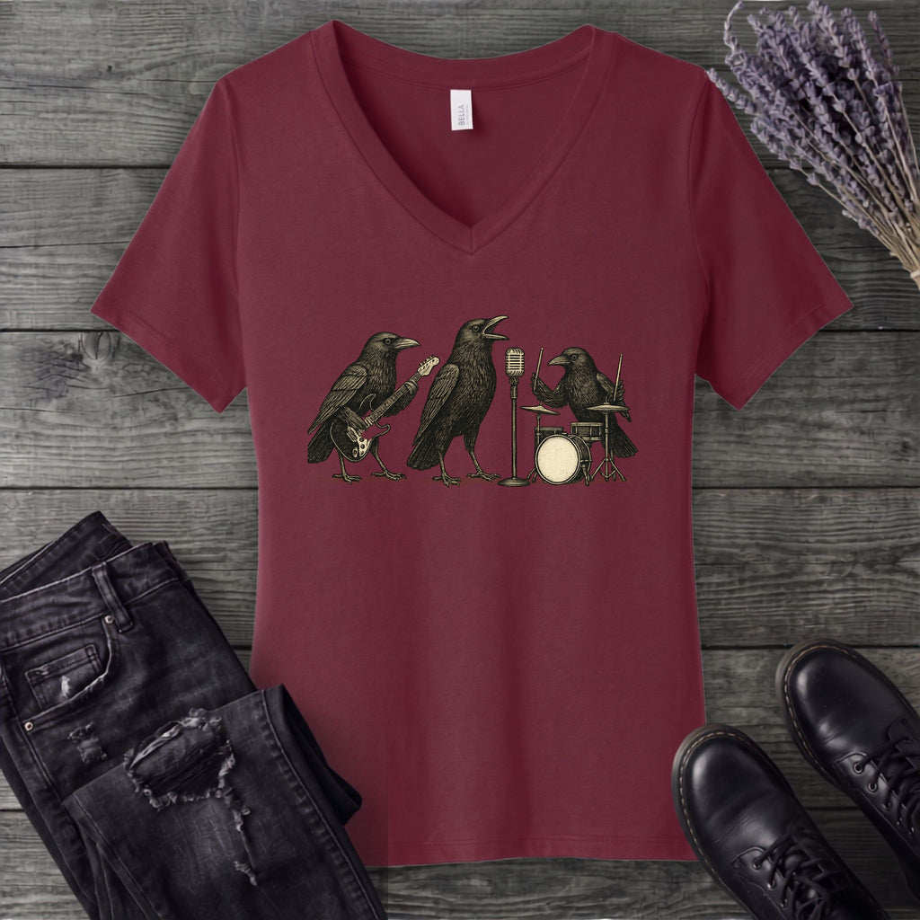 Raven Band Rock V-Neck T-Shirt
