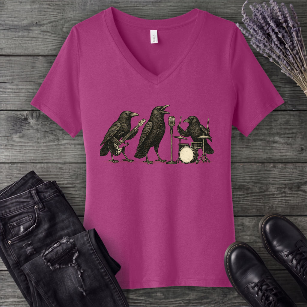 Raven Band Rock V-Neck T-Shirt