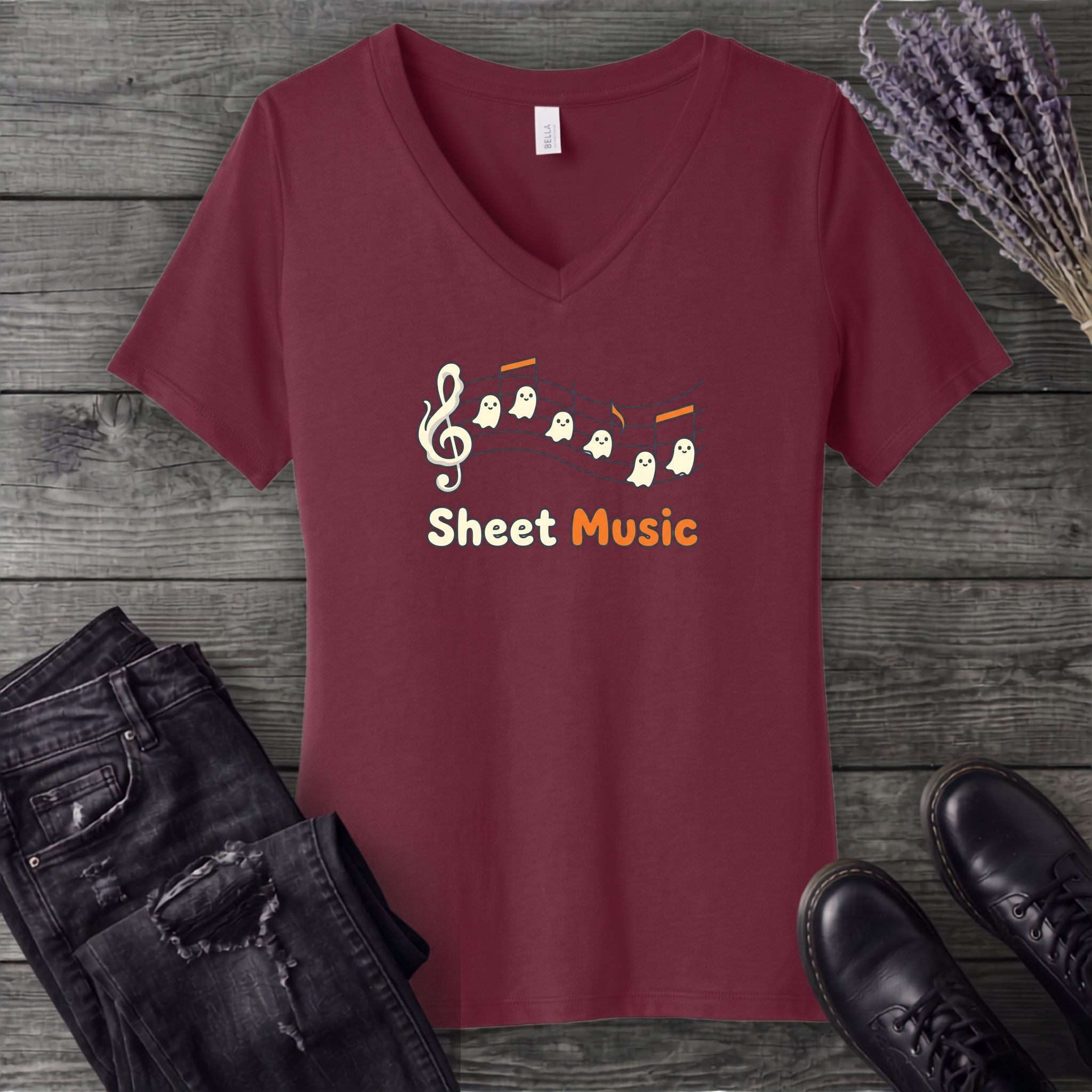 Sheet Music V-Neck T-Shirt