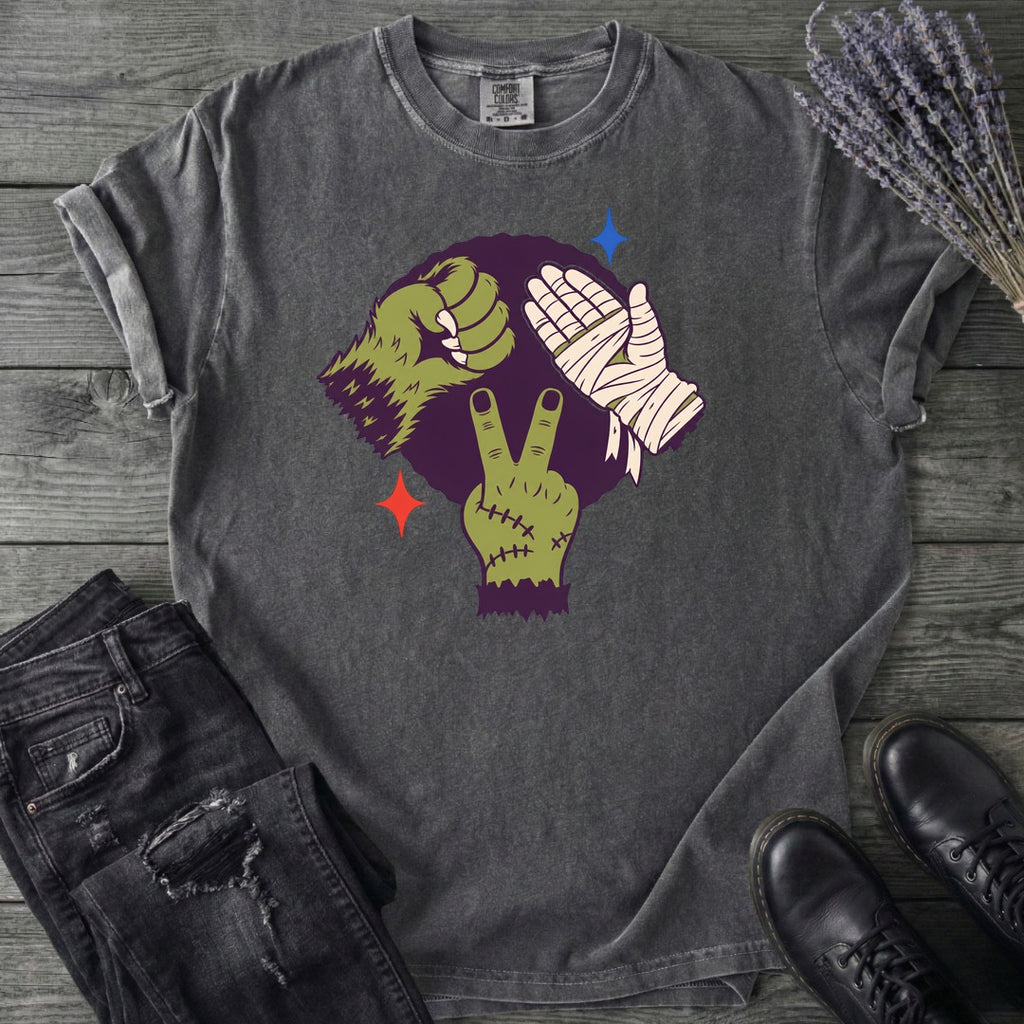 Classic Monster Rock Paper Scissor Game T-Shirt