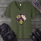 Classic Monster Rock Paper Scissor Game V-Neck T-Shirt