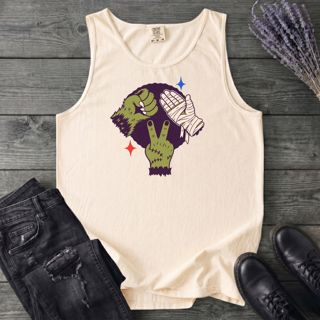 Classic Monster Rock Paper Scissor Game Tank Top