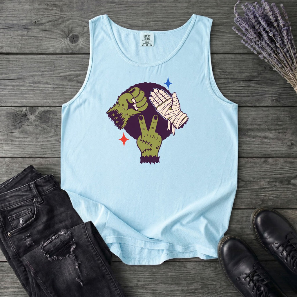 Classic Monster Rock Paper Scissor Game Tank Top