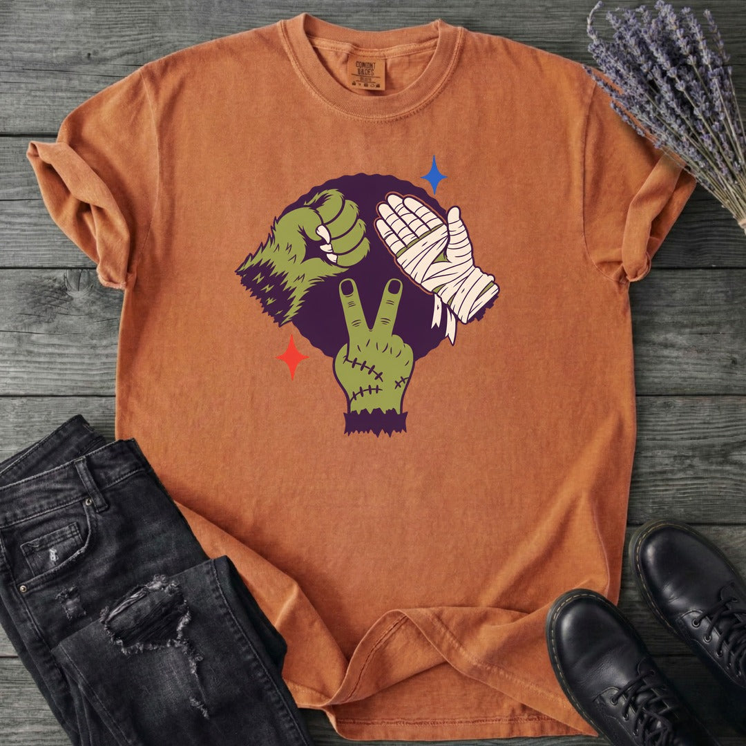 Classic Monster Rock Paper Scissor Game T-Shirt
