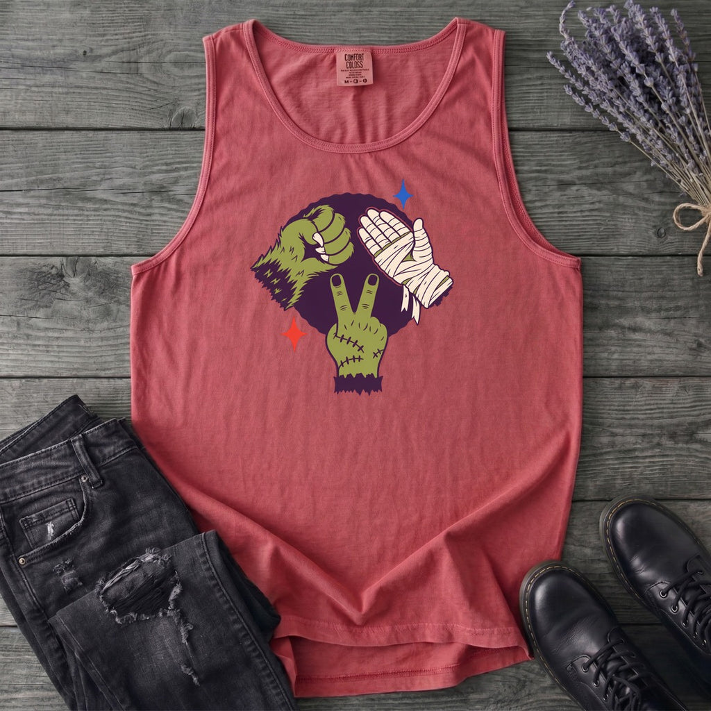 Classic Monster Rock Paper Scissor Game Tank Top