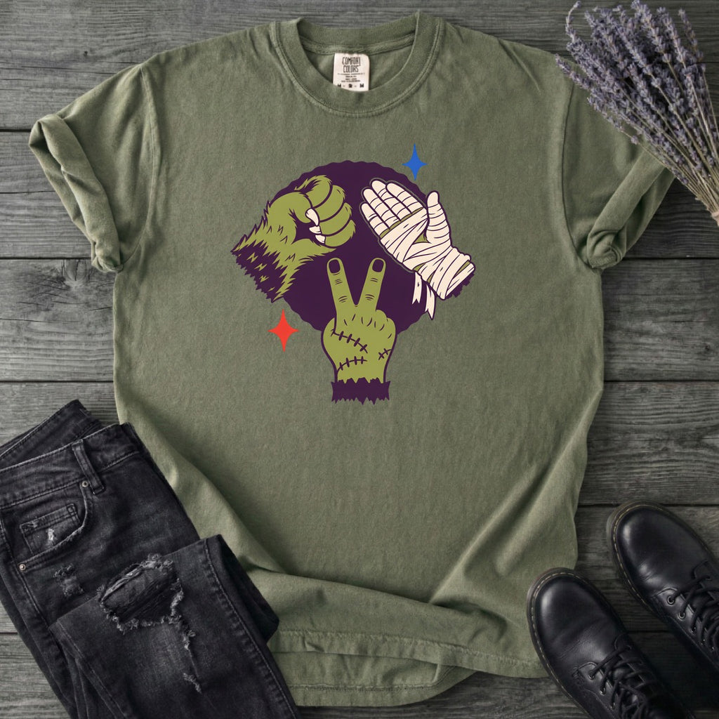 Classic Monster Rock Paper Scissor Game T-Shirt