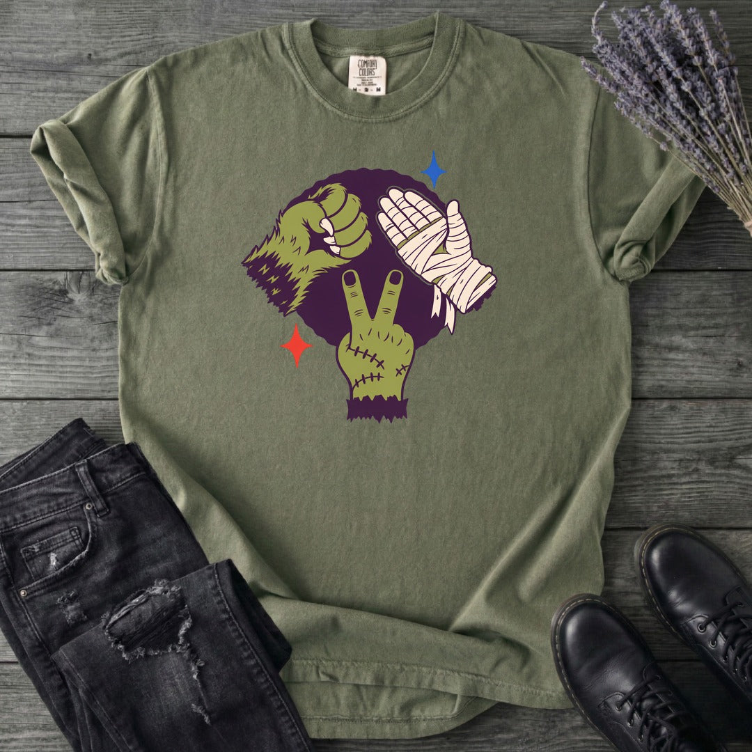 Classic Monster Rock Paper Scissor Game T-Shirt