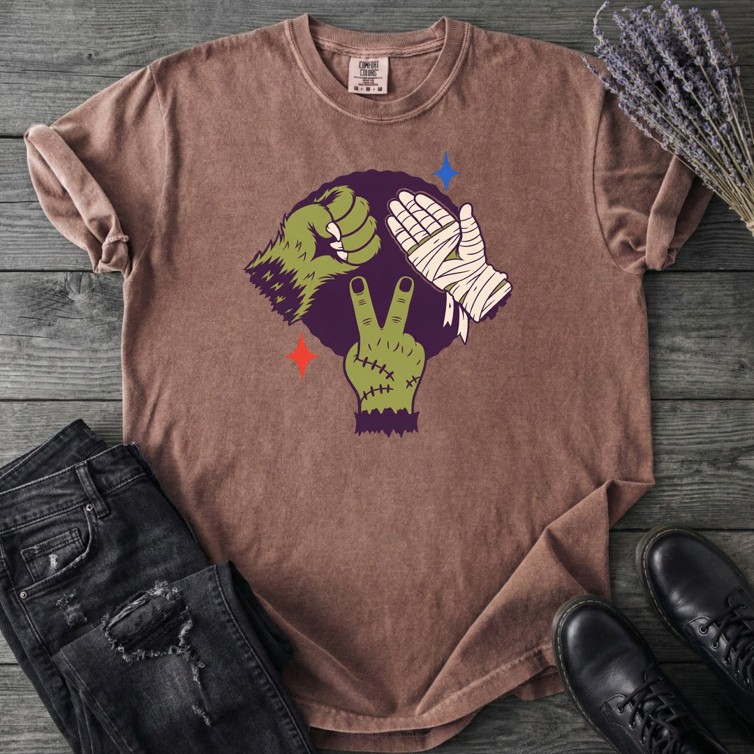 Classic Monster Rock Paper Scissor Game T-Shirt